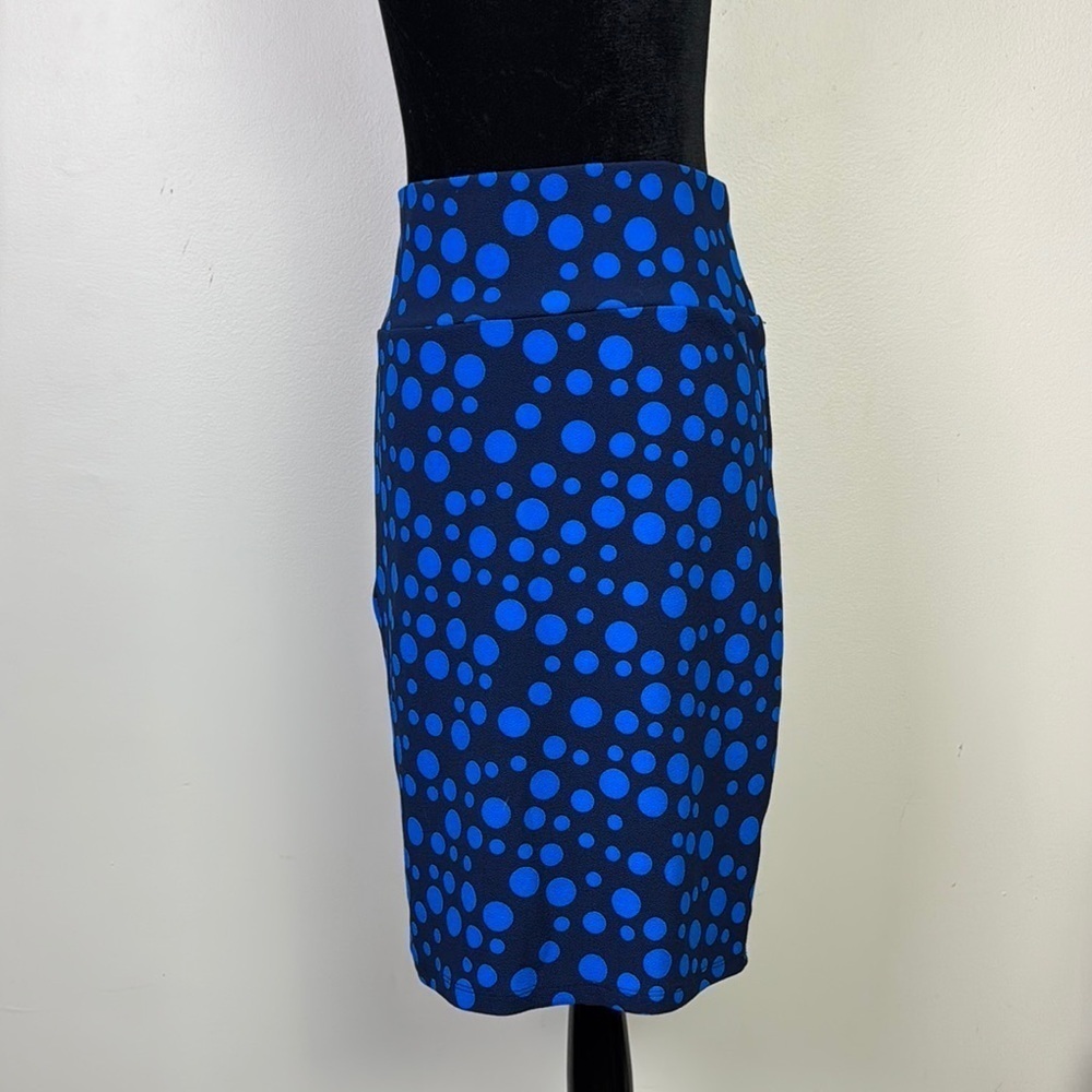 Lularoe fitted stretchy pencil midi skirt Royal blue and navy size large